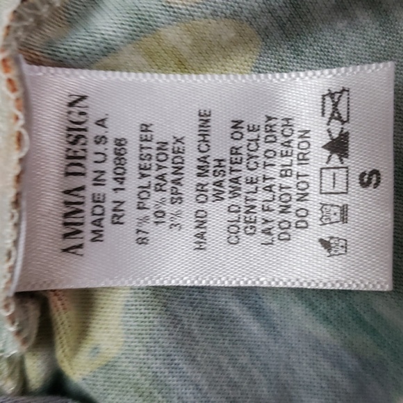 Amma made in LA Top Tunic Multi Colore Abstract Animal Design  3/4 Sleeve, Sz S - Picture 16 of 16